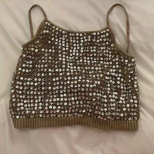 J. Crew Collection Sequin Embellished Sweater Camisole in Tan